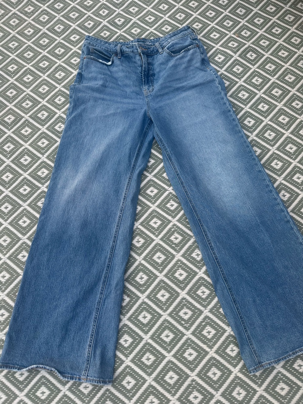Old Navy Blue Sky High  A-Line Wide Leg Jeans 14 TALL